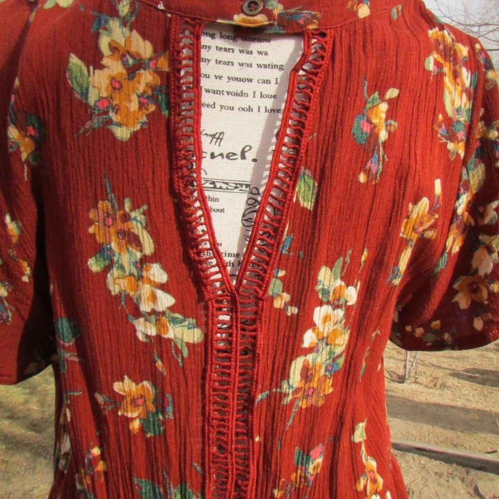 Blu Pepper Floral Mini Dress in Rust and Yellow - Picture 6 of 8